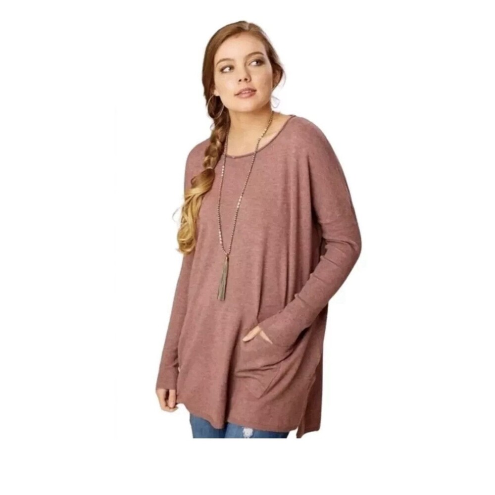 ALTARD STATE Size M/L Mauve Cozy Comfort Pullover Knit Sweater Front Pocket Top
